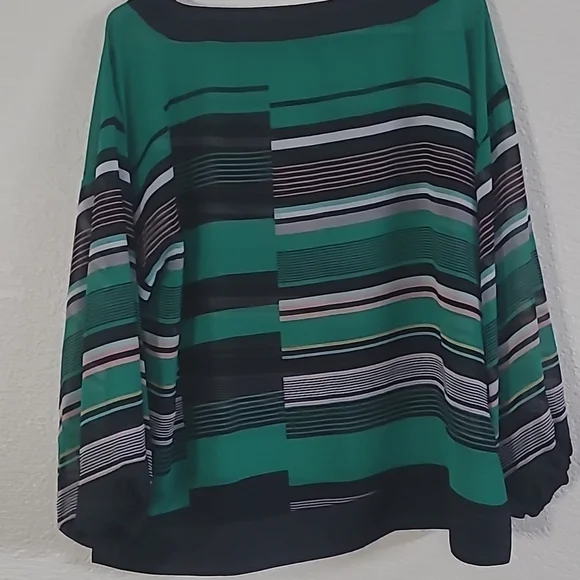 ALFANI Medium Green Multi colored striped blouse - Picture 5 of 7